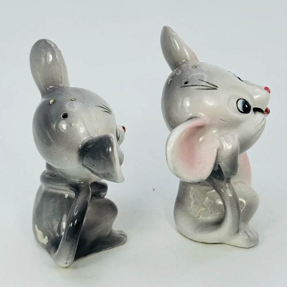 Vintage 1950s ArtMark Mouse Salt & Pepper Shaker Mice Pair Japan Kitschy.